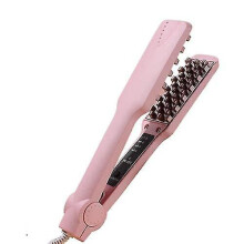 (Pink, EU Plug) Volumizing Hair Iron Straightener Ceramic Hair Crimper Fluffy Hair Curler