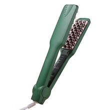 (Green, EU Plug) Volumizing Hair Iron Straightener Ceramic Hair Crimper Fluffy Hair Curler