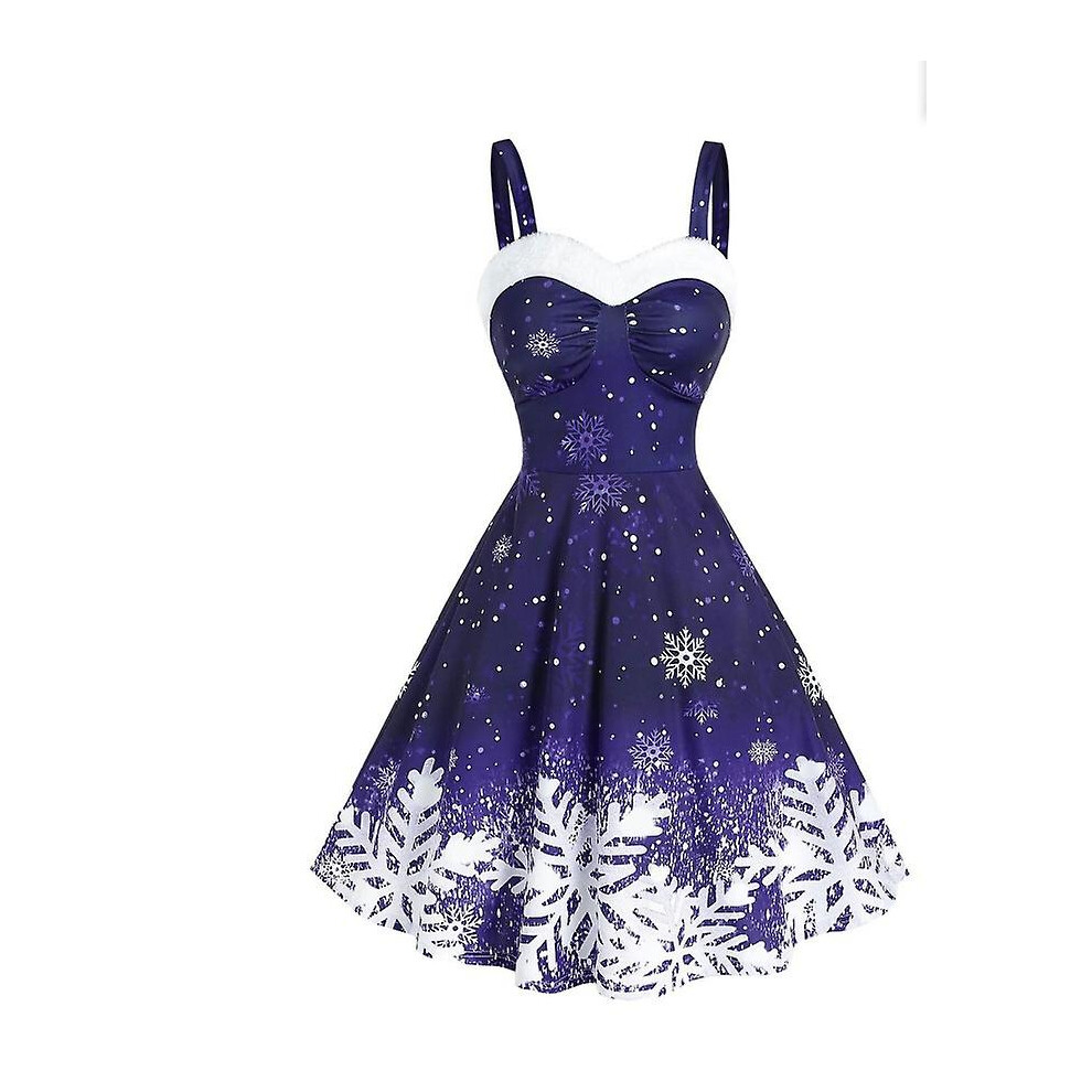 (purple, 2XL) Christmas One Shoulder Gradient Snowflake Print Vintage Dress S-3xl/5 Colors Available-image-OPC-PFWWCSK-NEW