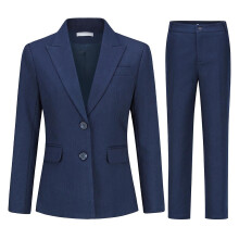 (Dark Blue, XS) Yynuda Womens 2-piece Slim Fit Classic Solid Peak Lapel Business Suit (blazer Pant)