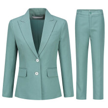 (Green, L) Yynuda Womens 2-piece Slim Fit Classic Solid Peak Lapel Business Suit (blazer Pant)