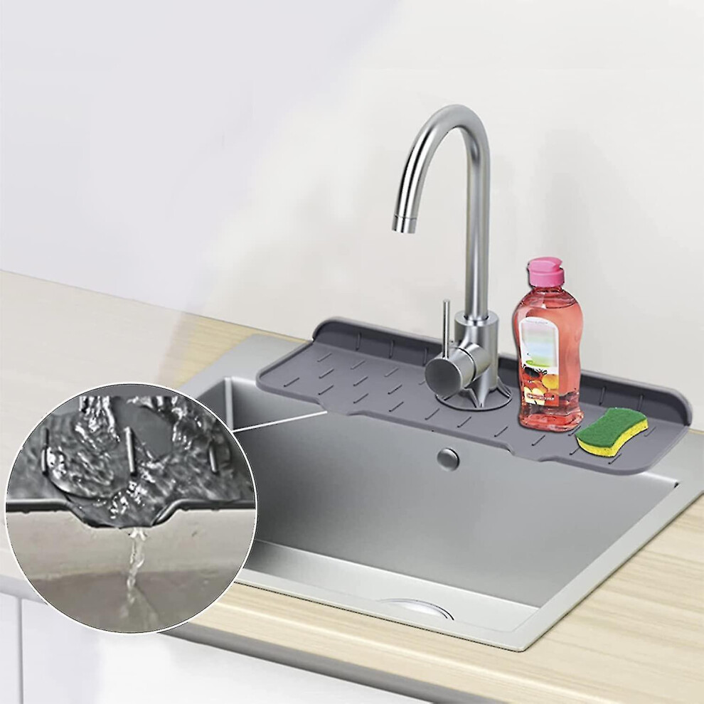 (Black) Faucet Handle Drip Catcher Tray, Silicone Faucet Splash Guard, Water Drying Pad 8994439804860