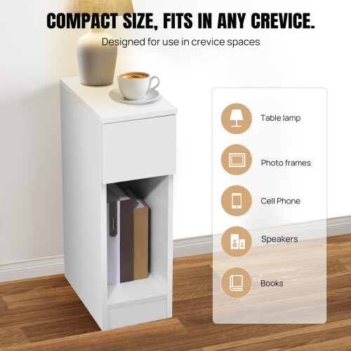 End Table Bedside Table Sofa Side Table with Drawer Nightstand Floor Storage Cabinet 1