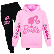 (Pink, 7-8Years) 7-14 Years Kids Teens Boys Girls Barbie The Movie Hoodies Tracksuit Hooded Tops Pants Outfits Set Gifts