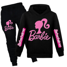 (Black, 11-12Years) 7-14 Years Kids Teens Boys Girls Barbie The Movie Hoodies Tracksuit Hooded Tops Pants Outfits Set Gifts