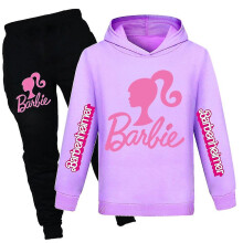 (Purple, 7-8Years) 7-14 Years Kids Teens Boys Girls Barbie The Movie Hoodies Tracksuit Hooded Tops Pants Outfits Set Gifts