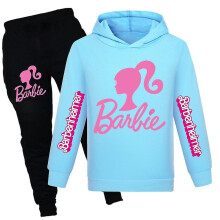 (Blue, 13-14Years) 7-14 Years Kids Teens Boys Girls Barbie The Movie Hoodies Tracksuit Hooded Tops Pants Outfits Set Gifts