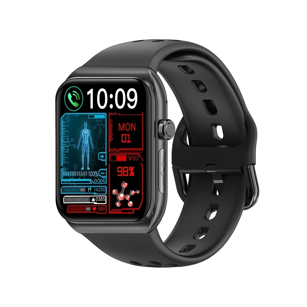 (Black) Ecg Dedection Non-Invasive Uric Acid Blood Lipid Pressure Glucose Smartwatch Bluetooth Calling Black 4027917216450