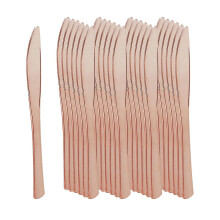 (rose gold, Knife) Yhsqv-25pcs Plastic Spoon Cutlery Set Minimalist Disposable Tableware Set Dinnerware Set For Party