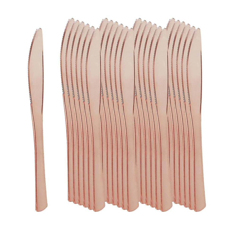 (rose gold, Knife) Yhsqv-25pcs Plastic Spoon Cutlery Set Minimalist Disposable Tableware Set Dinnerware Set For Party
