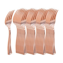 (rose gold, Fork) Yhsqv-25pcs Plastic Spoon Cutlery Set Minimalist Disposable Tableware Set Dinnerware Set For Party