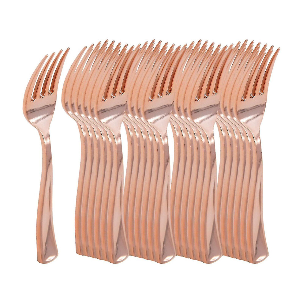 (rose gold, Fork) Yhsqv-25pcs Plastic Spoon Cutlery Set Minimalist Disposable Tableware Set Dinnerware Set For Party