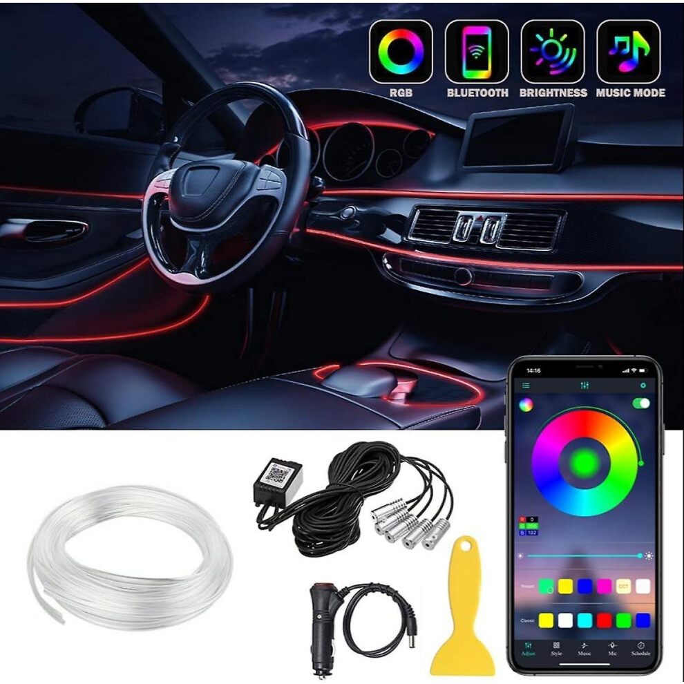 Car Led Strip S, Multicolor Rgb Car Interior S, 16 Million Colors 5 In 1 With 236 Inches Fiber Optic, Ambient Ing Kits, Sound Active Light 8994439774248