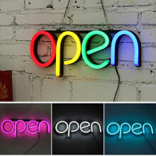 (UK Plug) Led Open Shop Sign Neon Display Window Hanging Light For Bar Hotel Restaurant