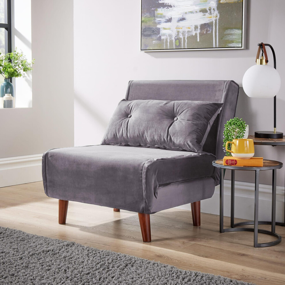 (Grey - Single) Morella Velvet Single / Double Folding Sofa Bed
