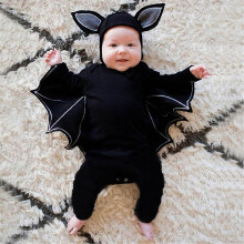 (Black, 3-6 Months) Baby One-piece Batman Romper Halloween Cosplay Costume Jumpsuit Hat Outfits Set Fancy Dress 3-24 Months