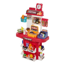 (Red) Kid's Pretend Supermarket Shopping Playset 38PCS