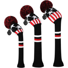 (Black stars and stripes) Scott Edward Golf Club Head Cover 3 Piece Set Perfect For Driver (460cc) Fairway Wood And Hybrid (ut) Golf Bag Changes Zhexin