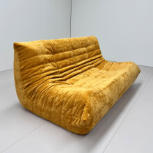 (2 seater, yellow) Togo sofa bean bag chair Fireside chair adult lazy floor sofa, ergonomic high-density foam floor chair, 1/2/3 seater free combination