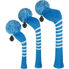 (Sky blue white stripe) Scott Edward Golf Club Head Cover 3 Piece Set Perfect For Driver (460cc) Fairway Wood And Hybrid (ut) Golf Bag Changes Zhexin
