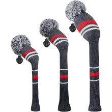 (Grey red white stripe) Scott Edward Golf Club Head Cover 3 Piece Set Perfect For Driver (460cc) Fairway Wood And Hybrid (ut) Golf Bag Changes Zhexin