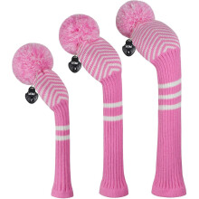 (Pink herringbone pattern) Scott Edward Golf Club Head Cover 3 Piece Set Perfect For Driver (460cc) Fairway Wood And Hybrid (ut) Golf Bag Changes Zhexin