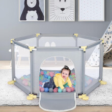 (light grey) Baby Playpen, 6 Panel Playpen for Baby and Toddlers, Baby Fence Portable Kids Activity Centre.