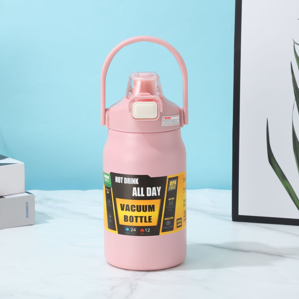 (Pink, 1500ml) 0.8l-1.5l Stainless Steel Thermo Bottle Large Capacity Thermo Water Portable Vacuum Mug Thermos 1500ml Insulated Cup Tumbler-image-OPC-PFWWN68-NEW