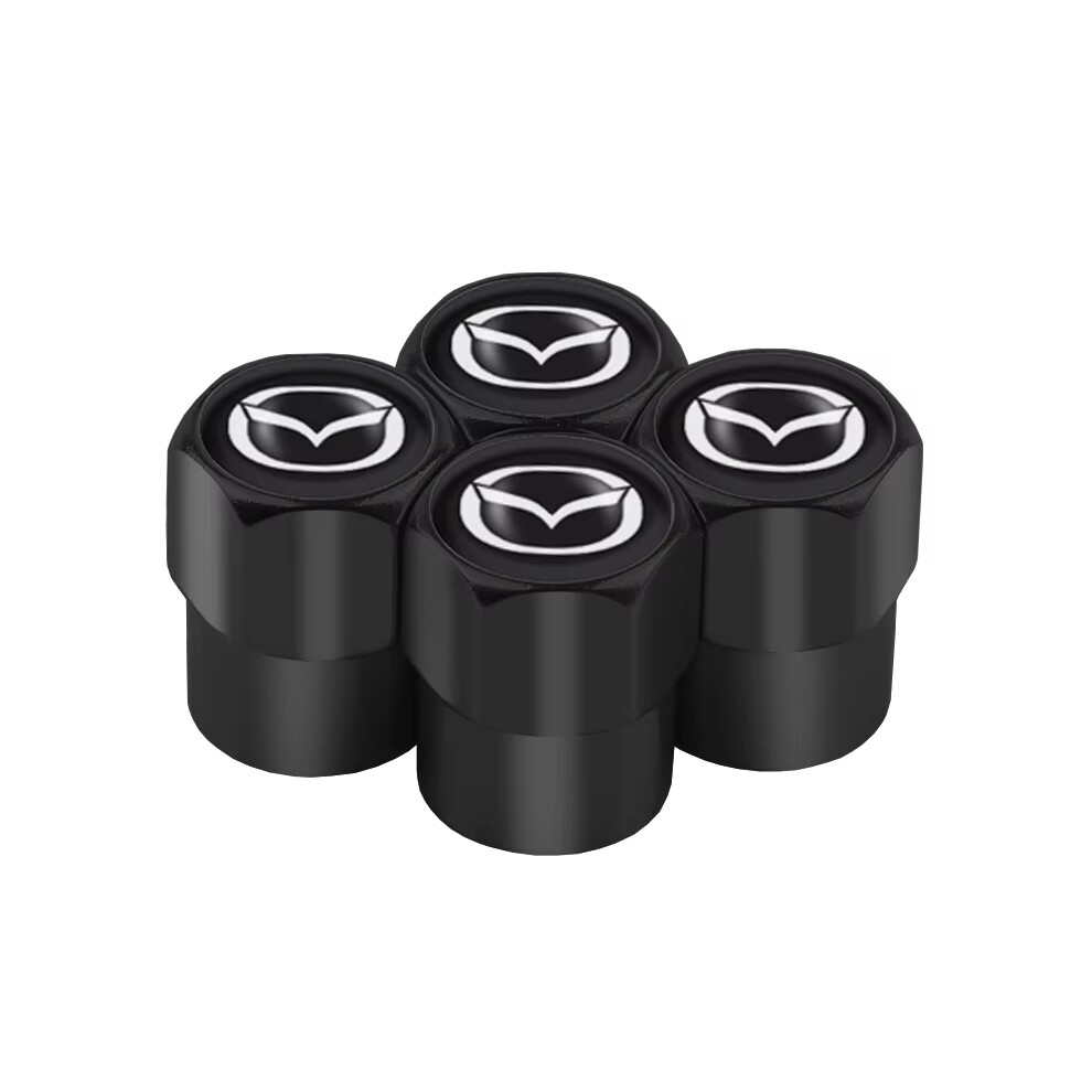 (Black) 4Pcs Car Wheel Tire Valve Caps Stem Case With Logo Auto Styling For Mazda 2 3 6 5 Axela Atenza Cx 5 Cx3 323 Emblems Accessories Black 6929884692313