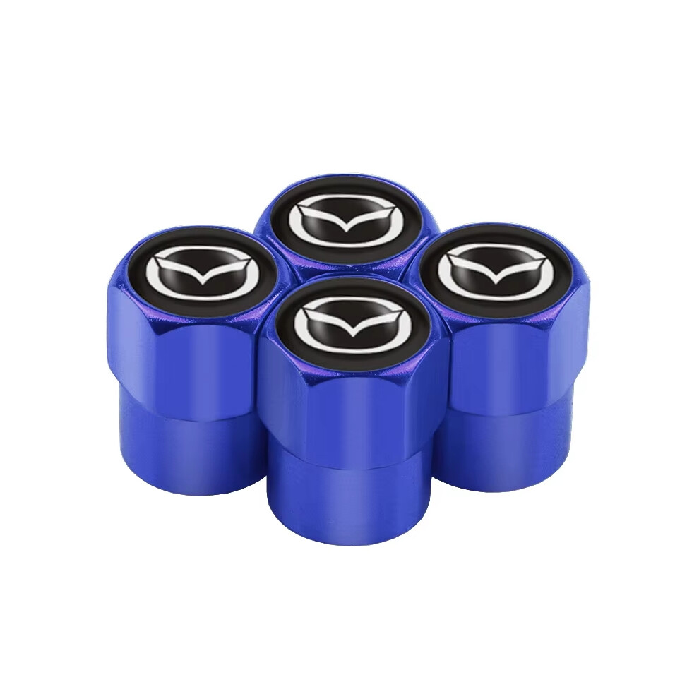 (Blue) 4Pcs Car Wheel Tire Valve Caps Stem Case With Logo Auto Styling For Mazda 2 3 6 5 Axela Atenza Cx 5 Cx3 323 Emblems Accessories Blue 6922277539868