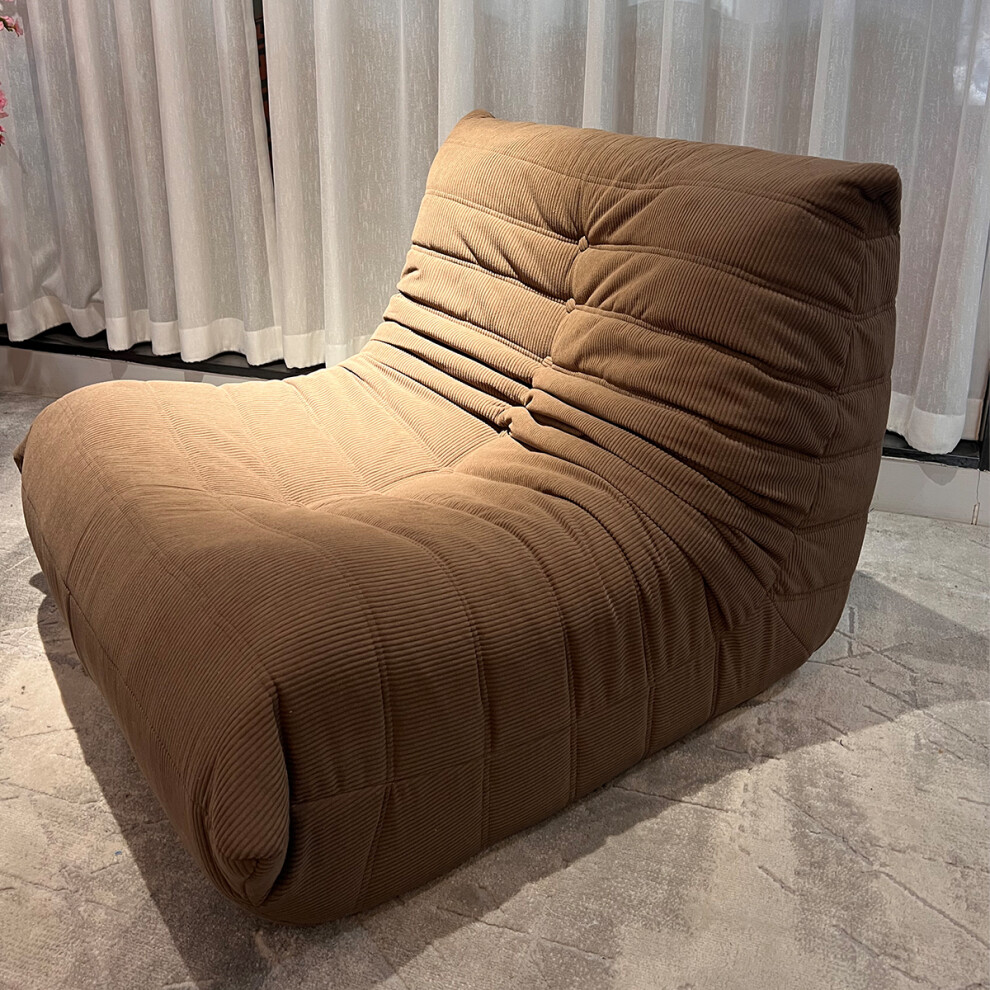 (Single seat, Brown) Togo sofa, stylish recliner, lazy sofa, suitable for bedroom, living room, game room, no installation required
