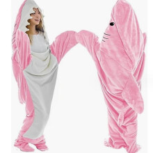 (Pink, L) Costume Pajama Shark Jumpsuit Nightwear Animal Hoodie For Adult Kidswearable Shark Blanket Hoodie