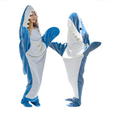 (Navyblue, XL) Costume Pajama Shark Jumpsuit Nightwear Animal Hoodie For Adult Kidswearable Shark Blanket Hoodie