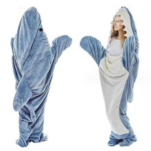 (Blue, L) Costume Pajama Shark Jumpsuit Nightwear Animal Hoodie For Adult Kidswearable Shark Blanket Hoodie