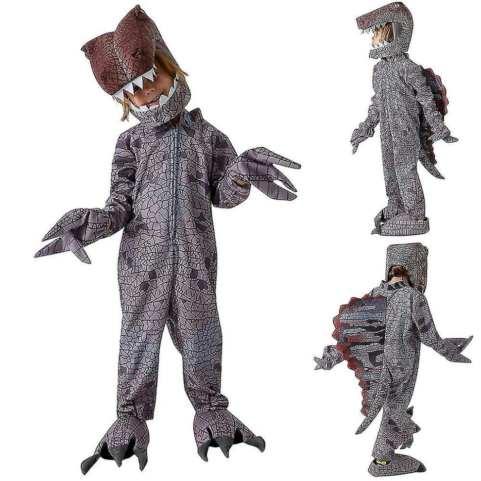 (6-7Years) Kids Dinosaur Spinosaurus Jumpsuit Halloween Cosplay Carnival Party Costume Outfits Set