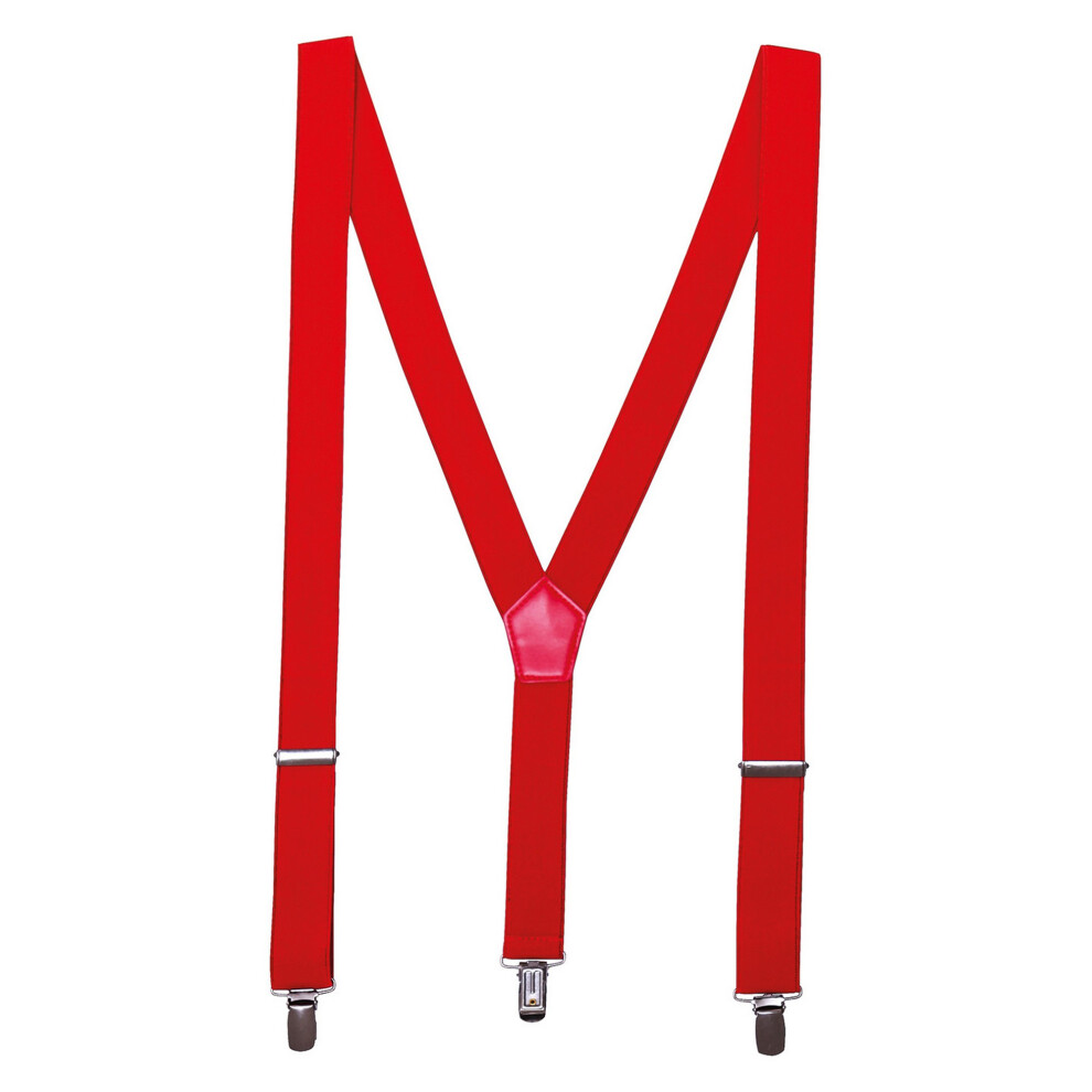 (One Size, Red) Premier Clip-On Trouser Braces