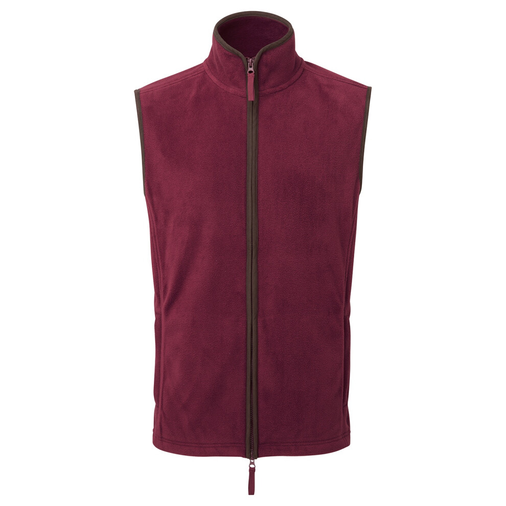 (3XL, Burgundy/Brown) Premier Mens Artisan Fleece Gilet