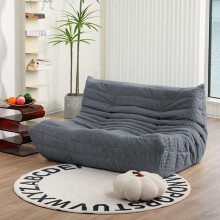 (2 seater, Gray) Togo sofa, stylish recliner, lazy sofa, suitable for bedroom, living room, game room, no installation required