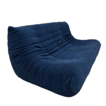 (2 seater, Dark Blue) Togo sofa, stylish recliner, lazy sofa, suitable for bedroom, living room, game room, no installation required