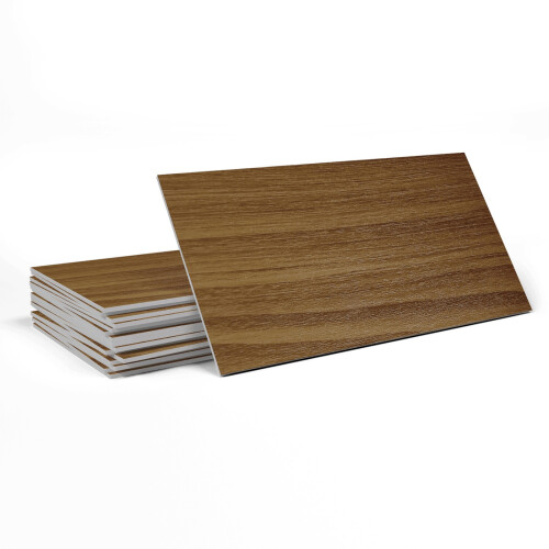 (SJM101) 16 Pcs Wood Grain Texture Tile Stickers, Thicken Self-Adhesive Peel and Stick Wall Decals for Kitchen Bathroom Tile Wall Fireplace Floor Decoration