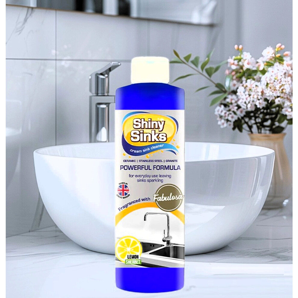 Shiny Sinks Cream Cleaner Ceramic Stainless Steel Granite Lemon 250ml