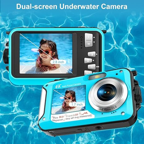 (blue) Double screen 16X 32GB waterproof digital camera 2