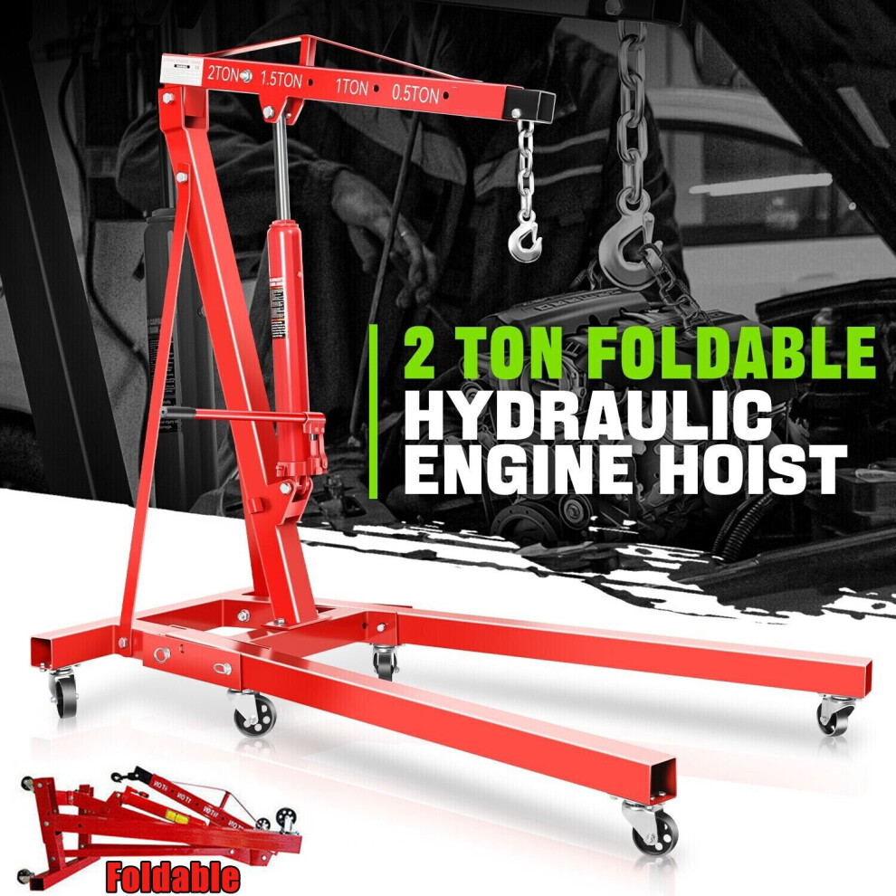 2 Ton Folding Hydraulic Engine Hoist Crane On Wheel