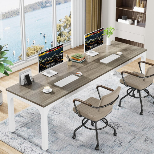 Tribesigns Tribesigns Computer Desk 200x70x75cm, Double PC Office Table 1