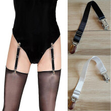 (Black, 1PC) Women Elastic Leg Garter Straps Thigh High Stockings Suspender Belt Metal Clips