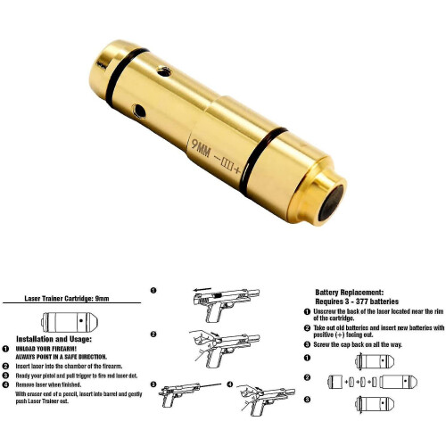 (38Super) Tactical Training Laser Bullet 9mm Bore Sight For Dry Fire Training 380acp 1