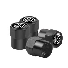 (VW-black) 4pcs Car Wheel Tire Valve Caps Stem Case With Logo Auto Styling For Volkwagen VW R-line GTI UPi Golf Passat Jetta Touran CADDY