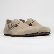 (Grey, UK6/EU39) Women Birkenstock London in Suede Narrow Flat Comfy Buckle Slip On Shoes Fashion