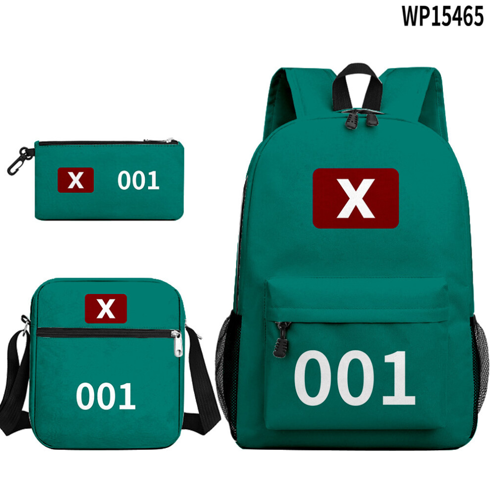 (9) Squid Game Backpack School Bag Pencil Bag Shoulder Bag Three-piece Set