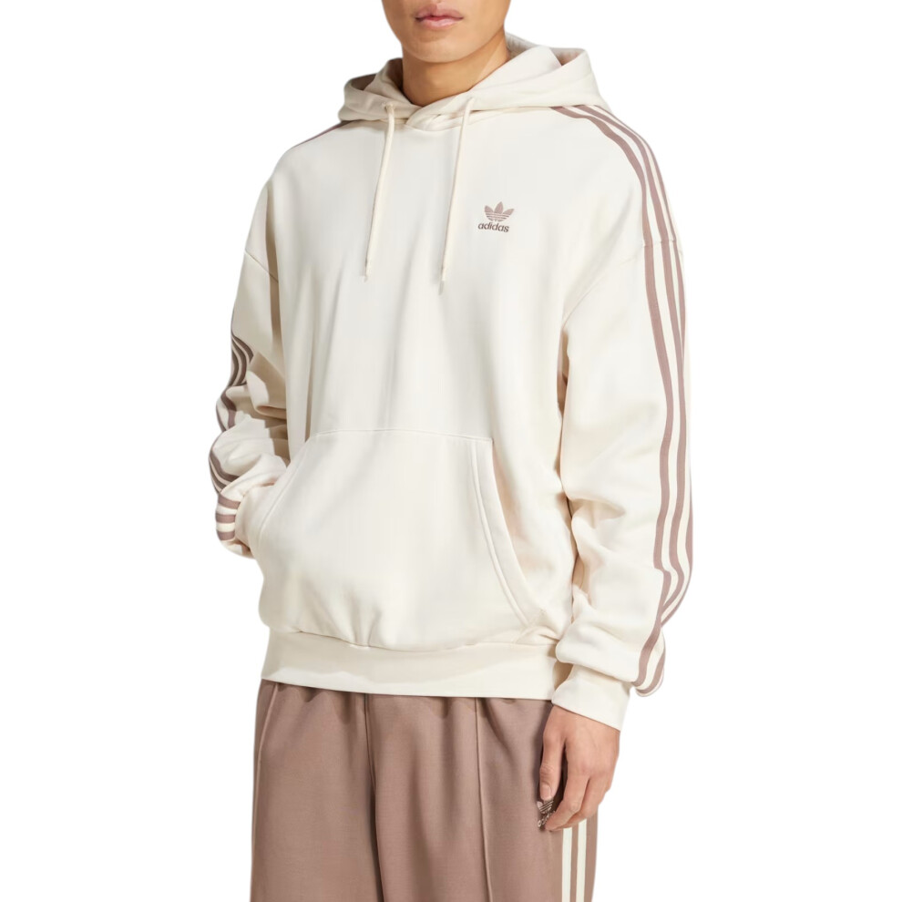 (Cream, XS) ADIDAS Original 3-Stripes Mens Hoodie Baggy Fit